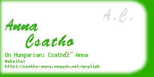 anna csatho business card